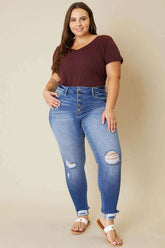 Plus High Rise Button Fly Ankle Skinny Jeans, Jeans, $ 77.95, A Moment Of Now™